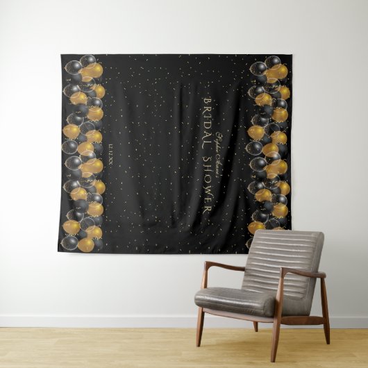 Gold Black Balloons Brautparty Foto Stand Wandteppich (Beispiel (Horizontal))