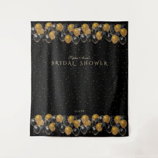 Gold Black Balloons Brautparty Foto Stand Wandteppich (Vorderseite)