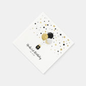 Gold & Black Balloons & Confetti Kindergeburtstag Serviette (Ecke)