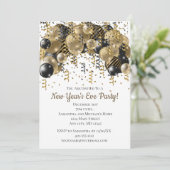 Gold Black Balloons Confetti Silvester Party (Stehend Vorderseite)