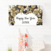 Gold Black Balloons Confetti Silvester Party Banner (Insitu)