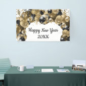Gold Black Balloons Confetti Silvester Party Banner (Messeveranstaltung)