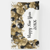 Gold Black Balloons Confetti Silvester Party Banner (Vertikal)