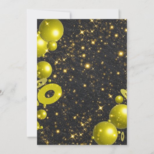 Gold Black Balloons Confetti Silvester Party Einladung (Rückseite)