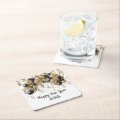 Gold Black Balloons Confetti Silvester Party Rechteckiger Pappuntersetzer (Vor Ort)