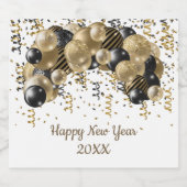 Gold Black Balloons Confetti Silvester Party Schaumweinetikett (Einzelnes Label)