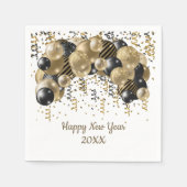 Gold Black Balloons Confetti Silvester Party Serviette (Vorderseite)
