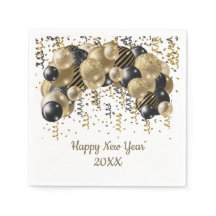 Gold Black Balloons Confetti Silvester Party