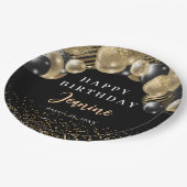 Gold Black Balloons Glückwunsch zum Geburtstag Par Pappteller (Schrägansicht)