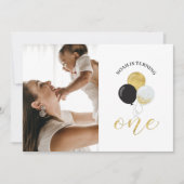Gold & Black Balloons | Junge 1. Geburtstag Party Einladung (Vorderseite)