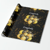 Gold Black Balloons Retirement Party Geschenkpapier (Ungerollt)