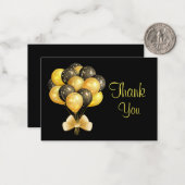 Gold Black Balloons Vielen Dank Mitteilungskarte (Vorderseite/Rückseite Beispiel)