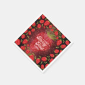 Gold Black Berry 1st Birthday Strawberry Glitzer Serviette (Ecke)