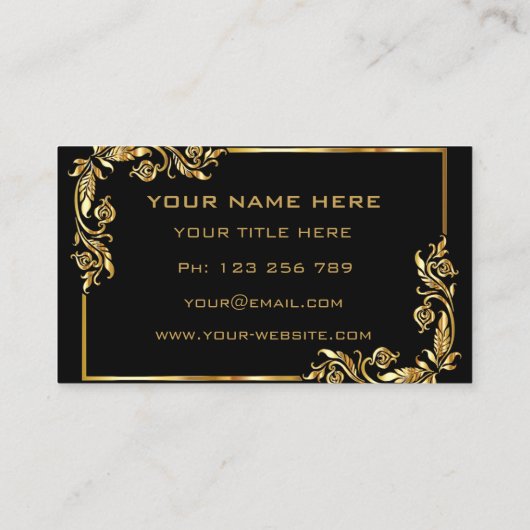 Gold Black Beruflich Design Ihre Business Card Visitenkarte (Rückseite)
