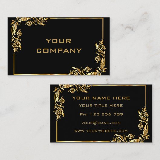 Gold Black Beruflich Design Ihre Business Card Visitenkarte (Vorne/Hinten)