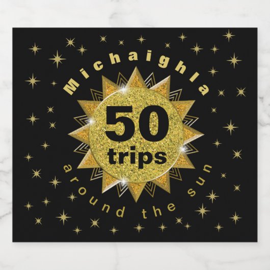 Gold Black Birthday Schaumweinetikett (Einzelnes Label)