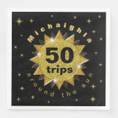 Gold Black Birthday Serviette (Vorderseite)