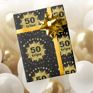 Gold Black Birthday Wrapping Paper Geschenkpapier