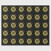 Gold Black Birthday Wrapping Paper Geschenkpapier (Flach)