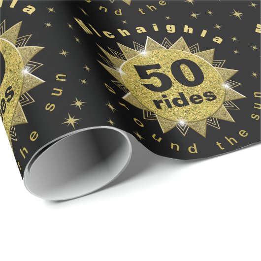 Gold Black Birthday Wrapping Paper Geschenkpapier (Rolleneckpunkt)