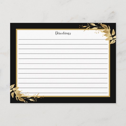 Gold Black Botanical Foliage Reciage Card Postkarte (Rückseite)
