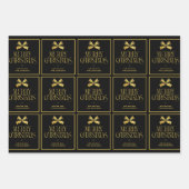 Gold & Black Bow Kundenname Weihnachten Geschenkpapier Set (Vorderseite 3)
