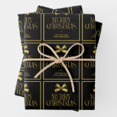 Gold & Black Bow Kundenname Weihnachten Geschenkpapier Set (Beispiel)
