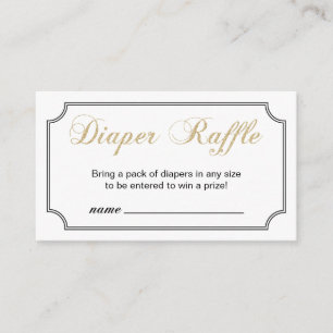 Gold & Black Boy Baby Shower Windel-Raffle-Ticket Begleitkarte
