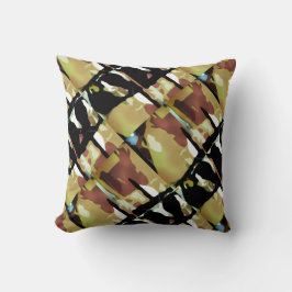 Gold Black Brown Diagonal Abstrakt große Fliesen Kissen