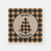 Gold Black Buffalo Karierter Weihnachtsbaum Serviette (Vorderseite)