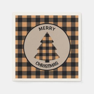 Gold Black Buffalo Karierter Weihnachtsbaum Serviette