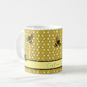 GOLD BLACK BUMBLE BIENEN BUTTER YELLOW HONEYCOMB KAFFEETASSE (Vorderseite Links)