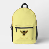 GOLD BLACK BUMBLEBEE CALLIGRAPHY TEXT SHINY BEE BEDRUCKTER RUCKSACK (Vorderseite)