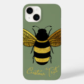 GOLD BLACK BUMBLEBEE CALLIGRAPHY TEXT SHINY BEE Case-Mate iPhone HÜLLE (Rückseite)