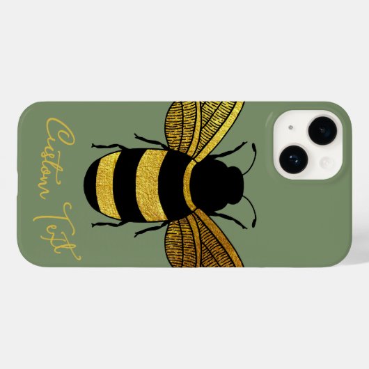 GOLD BLACK BUMBLEBEE CALLIGRAPHY TEXT SHINY BEE Case-Mate iPhone HÜLLE (Rückseite (Horizontal))