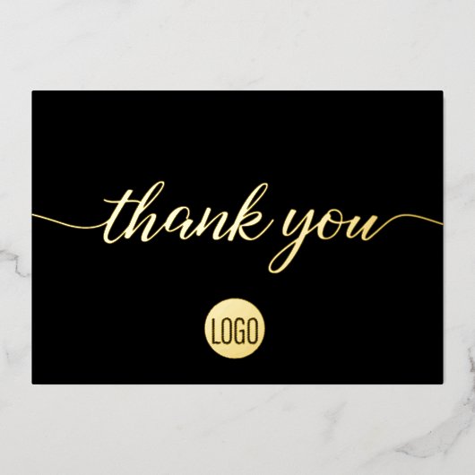 Gold Black Business Elegant Thank you  Folien Feiertagskarte (Vorderseite)