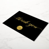 Gold Black Business Elegant Thank you  Folien Feiertagskarte (Gedreht)
