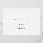 Gold Black Business Elegant Thank you  Folien Feiertagskarte (Rückseite)