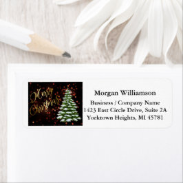 Gold Black Business Weihnachtsrücksendeadresse