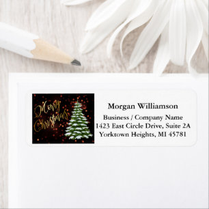 Gold Black Business Weihnachtsrücksendeadresse