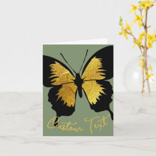 GOLD BLACK BUTTERFLY CUSTOM SCRIPT TEXT SAGE GREEN KARTE