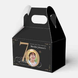 Gold Black Calligraphy Custom Foto 70. Geburtstag Geschenkschachtel