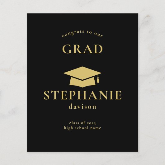 Gold Black Cap Glückwunschs Grad Graduate 2023 (Vorderseite)