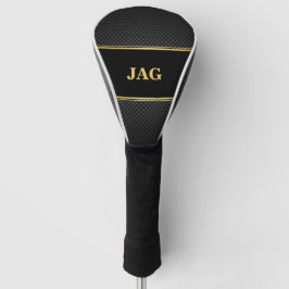 Gold Black Carbon Look Monogrammed Golf Headcover