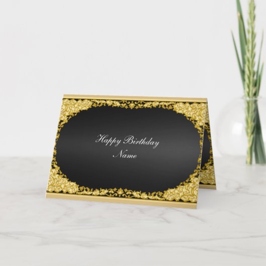 Gold Black Card Happy Birthday Karte (Vorderseite)