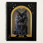 Gold Black Cat Art Deco Planer (Vorderseite)