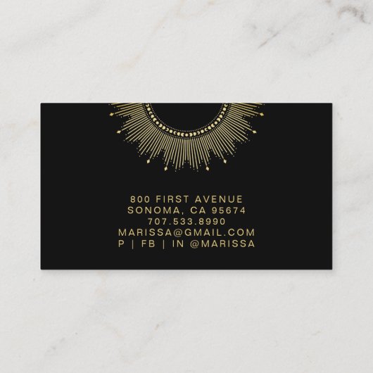 Gold Black Celestial Energy Healer Visitenkarte (Rückseite)