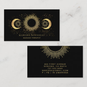 Gold Black Celestial Massage Therapist Visitenkarte