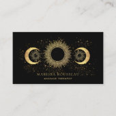 Gold Black Celestial Massage Therapist Visitenkarte (Vorderseite)