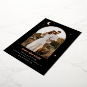 Gold Black Celestial Save the Date | Moon Foto Folieneinladung (Gedreht)